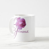 Hübsche rosa Rosa-Blume mit individuellem Gemma-Na Kaffeetasse (Vorderseite Links)