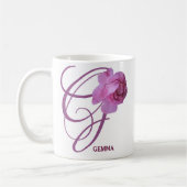 Hübsche rosa Rosa-Blume mit individuellem Gemma-Na Kaffeetasse (Links)
