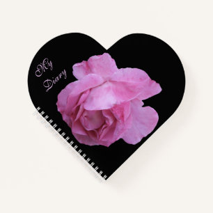 Hübsche Rosa Rosa Blütenschwarz Herzspass Notizblock