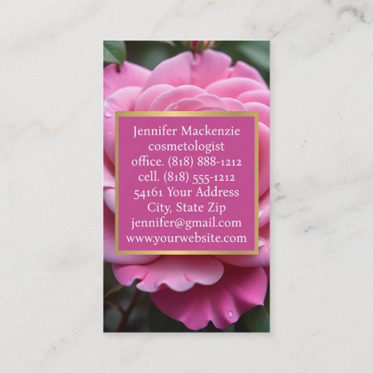 Hübsche rosa Rose AI Visitenkarte (Rückseite)