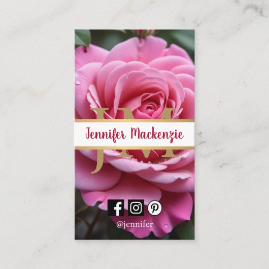 Hübsche rosa Rose AI Visitenkarte (Vorderseite)