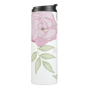 Hübsche Rosa Rose Einfache Minimalistische Blume Thermosbecher