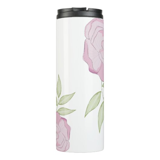 Hübsche Rosa Rose Einfache Minimalistische Blume Thermosbecher (Rückseite)