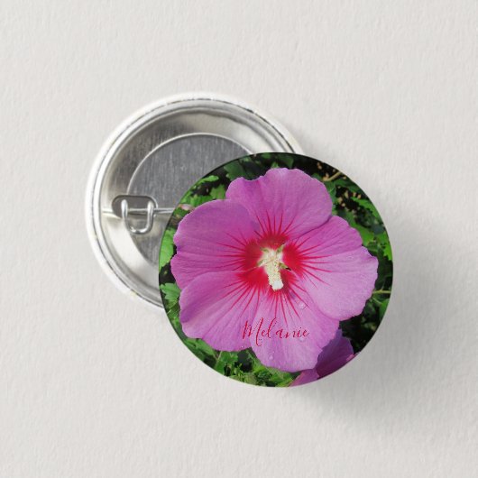 Hübsche Rosa Rose von Sharon Waterdrops Petals Nam Button (Vorne & Hinten)