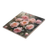 Hübsche rosa Rosen Aquarellmalerei Fliese (Seite)