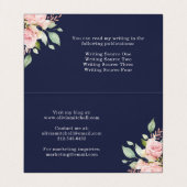 Hübsche rosa Rosen auf Blumen des Marine-Blau-| Visitenkarten (Innenseite Aufgefaltet)