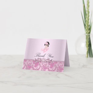Hübsche rosa Rosen-Baby-Shower-Dankeskarten Dankeskarte