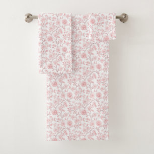 Hübsche rosa Rosen Blumen Badhandtuch Set