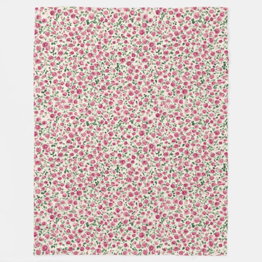 Hübsche rosa Rosen Blumen Fleecedecke (Vorderseite)