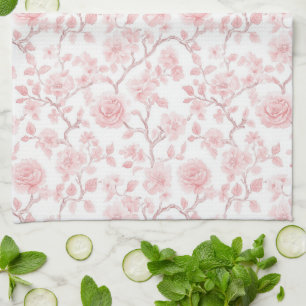 Hübsche rosa Rosen Blumen Geschirrtuch