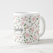 Hübsche rosa Rosen Blumen Jumbo-Tasse (Vorderseite Rechts)
