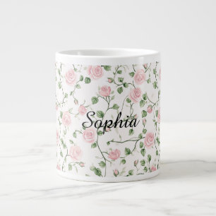 Hübsche rosa Rosen Blumen Jumbo-Tasse
