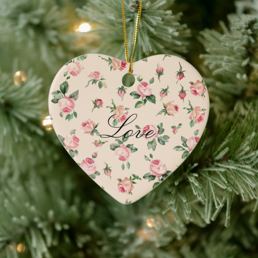 Hübsche rosa Rosen Blumen Keramik Ornament (Baum)