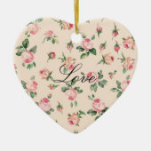 Hübsche rosa Rosen Blumen Keramik Ornament (Vorne)