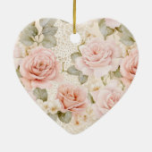 Hübsche rosa Rosen Blumen Keramik Ornament (Hinten)