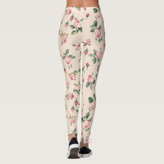 Hübsche rosa Rosen Blumen Leggings (Rückseite)