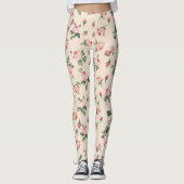 Hübsche rosa Rosen Blumen Leggings (Vorderseite)
