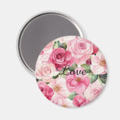Hübsche rosa Rosen Blumen  Magnet (Vorderseite/Rückseite)