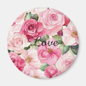 Hübsche rosa Rosen Blumen  Magnet (Vorne)