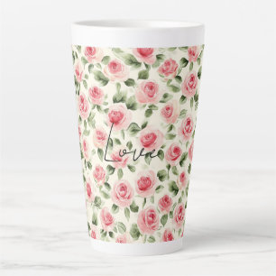 Hübsche rosa Rosen Blumen Milchtasse