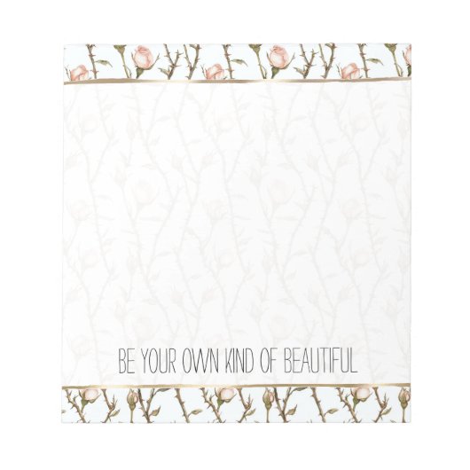 Hübsche rosa Rosen Blumen Notizblock (Vorderseite)