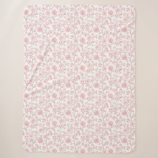 Hübsche rosa Rosen Blumen Sherpadecke (Vorderseite)