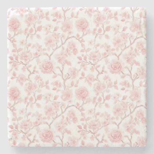 Hübsche rosa Rosen Blumen Steinuntersetzer (Vorderseite)