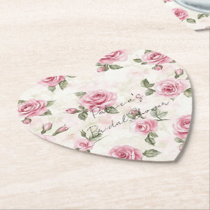 Hübsche rosa Rosen Brautparty Untersetzer