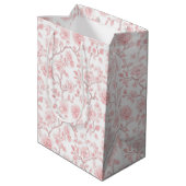 Hübsche rosa Rosen Floral-Brautdusche Mittlere Geschenktüte (Rückseite Schrägansicht)