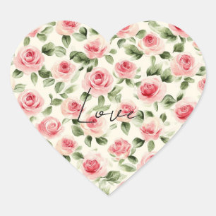 Hübsche rosa Rosen Floral Brautparty Herz-Aufkleber