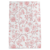 Hübsche rosa Rosen Floral Brautparty Mittlere Geschenktüte (Rückseite)