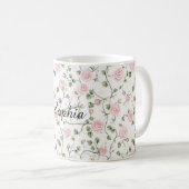 Hübsche rosa Rosen Floral Kaffeetasse (VorderseiteRechts)