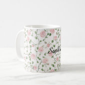 Hübsche rosa Rosen Floral Kaffeetasse (Vorderseite Links)
