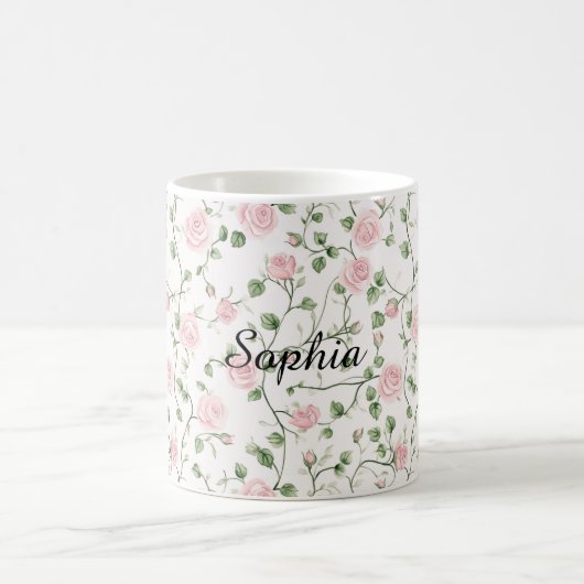 Hübsche rosa Rosen Floral Kaffeetasse (Mittel)