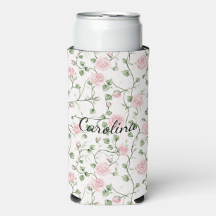 Hübsche rosa Rosen Floral   Selters Dosenkühler
