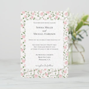 Hübsche rosa Rosen Florale Hochzeit Einladung