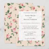 Hübsche rosa Rosen Florale Hochzeit Einladung (Vorne/Hinten)