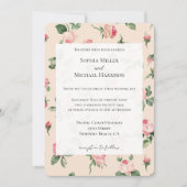 Hübsche rosa Rosen Florale Hochzeit Einladung (Vorderseite)
