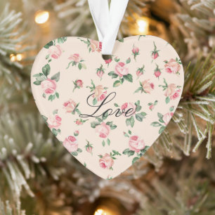 Hübsche rosa Rosen Florales Weihnachten Ornament