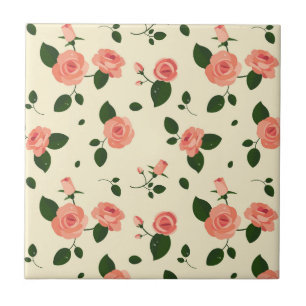 Hübsche rosa Rosen Pastellrosa Muster Fliese