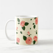 Hübsche rosa Rosen Pastellrosa Muster Kaffeetasse (Links)