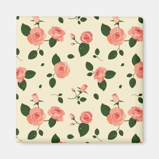 Hübsche rosa Rosen Pastellrosa Muster Magnet (Vorne)