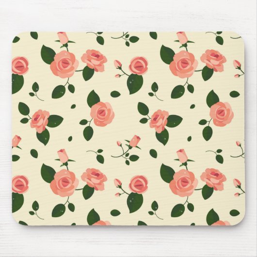 Hübsche rosa Rosen Pastellrosa Muster Mousepad (Vorne)