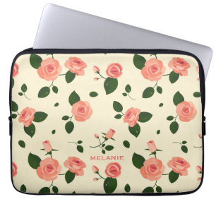 Hübsche rosa Rosen Pastellrosa Muster personalisie Laptopschutzhülle