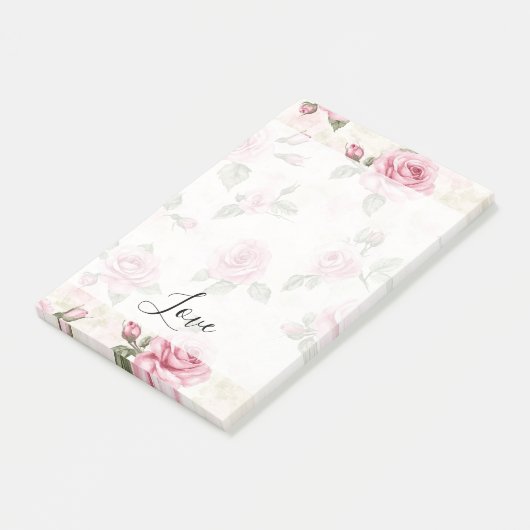 Hübsche rosa Rosen romantische Liebe Post-it Klebezettel (angewinkelt)