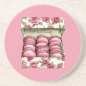 Hübsche rosa Rosen Schachtel Macarons Getränkeuntersetzer (Vorne)
