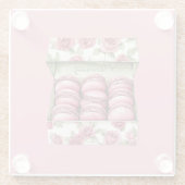 Hübsche rosa Rosen Schachtel Macarons Glasuntersetzer (Rückseite)