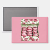 Hübsche rosa Rosen Schachtel Macarons Magnet (Vorderseite/Rückseite)