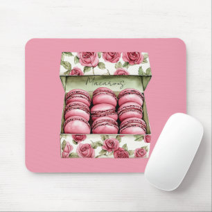 Hübsche rosa Rosen Schachtel Macarons Mousepad