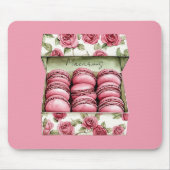 Hübsche rosa Rosen Schachtel Macarons Mousepad (Vorne)